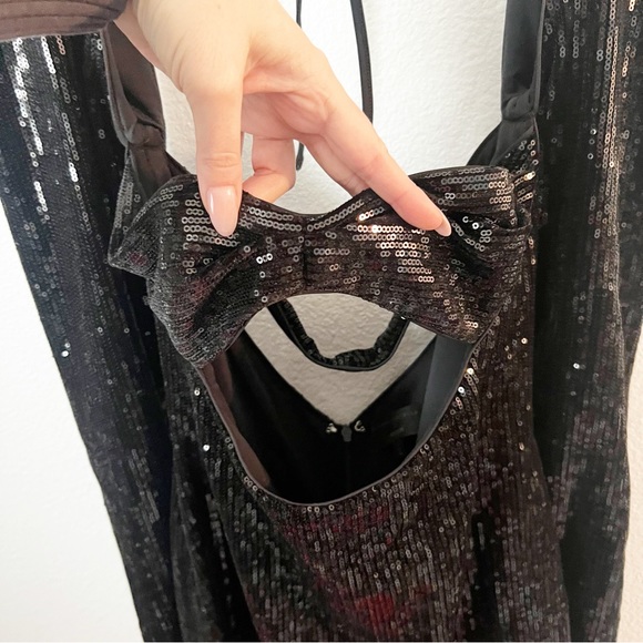 NWOT Michael Costello x Revolve Adrianna Black Sequin Mini Dress - Picture 6 of 9